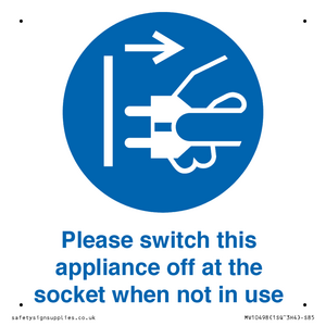 Please switch this appliance off at the socket when not in use